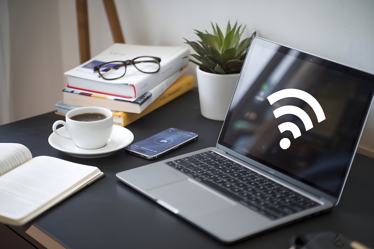 student desk with iot devices for education