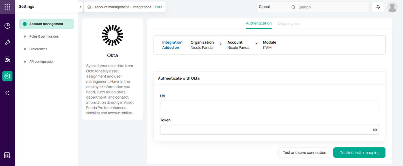 Asset Panda Pro Okta SSO Integration step 2