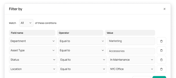 Reporting filter modal hover preview