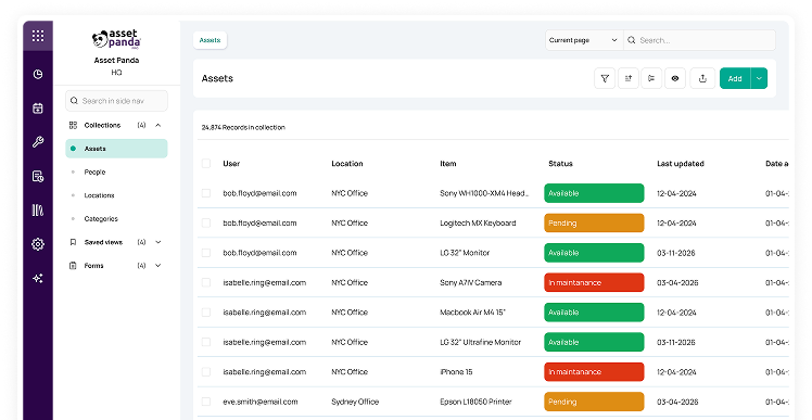 Ownership tracking screen