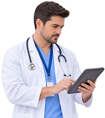 Healthcare doctor reading a tablet