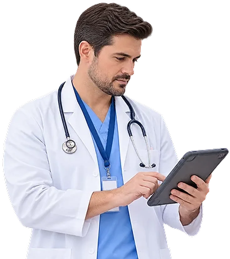 Healthcare doctor reading a tablet