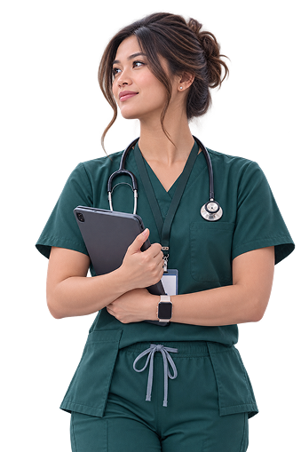 Nurse looking at the side