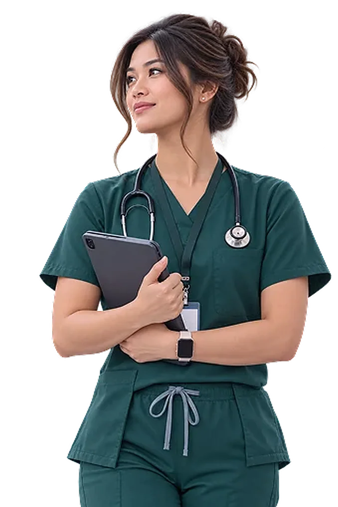 Nurse looking at the side