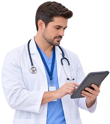 Healthcare doctor reading a tablet