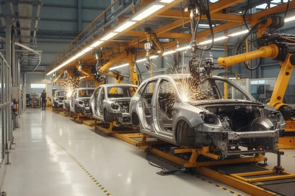 Production line workers